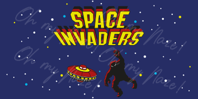 Space Invaders bottle opener header graphic