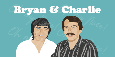 Bryan and Charliie (faces) bottle opener header graphic