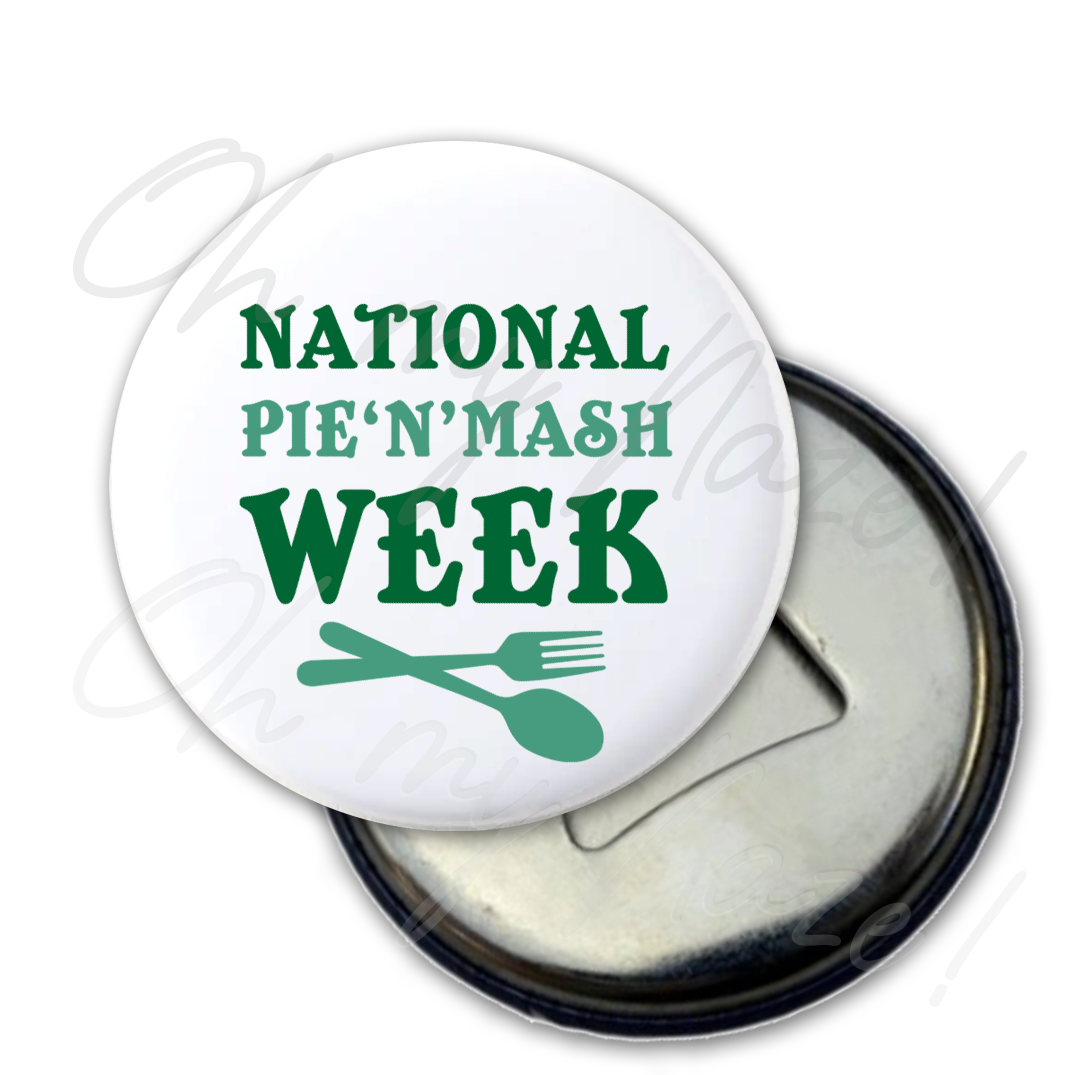 National Pie 'n' Mash Week bottle opener header graphic