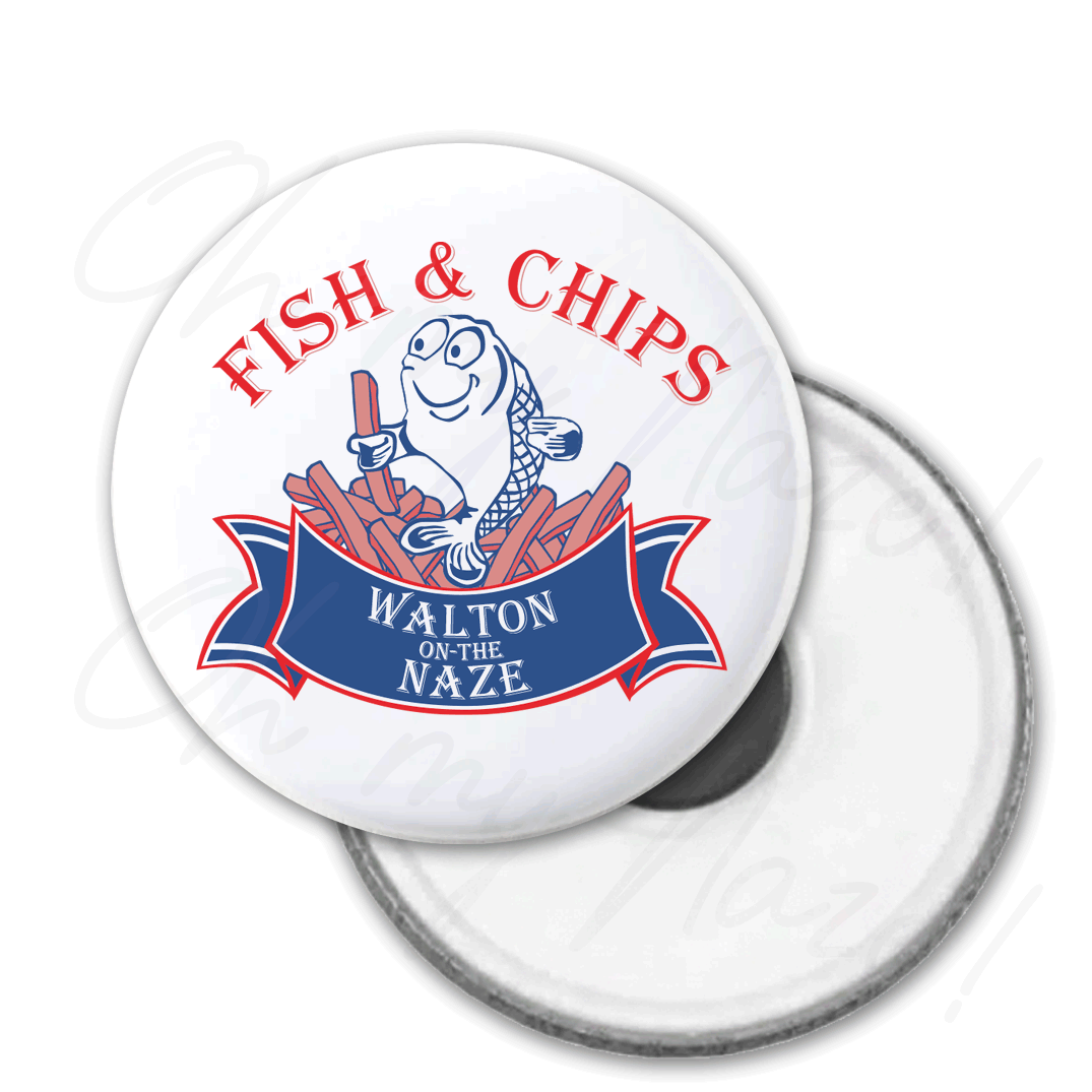 Fish 'n' chips seaside snacks badge header graphic