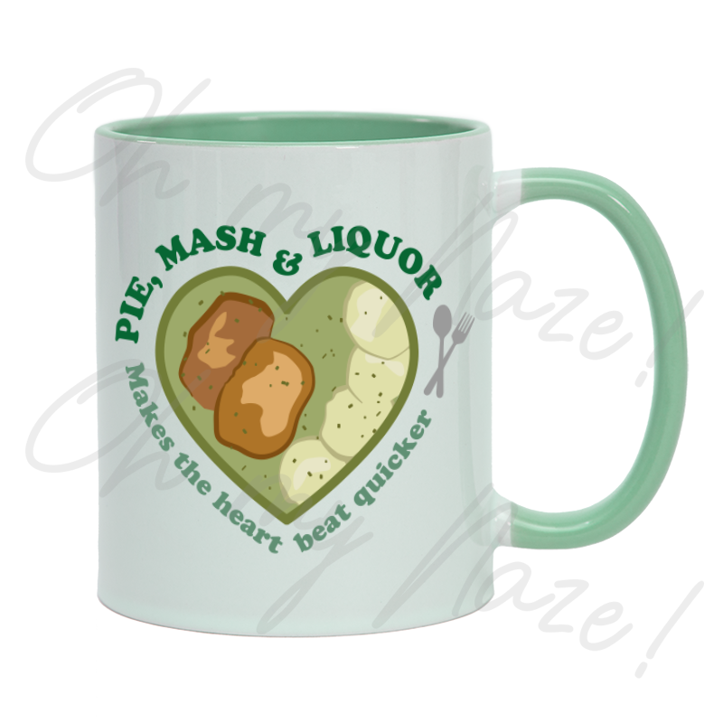 Pie, mash and liquor heart mug header graphic