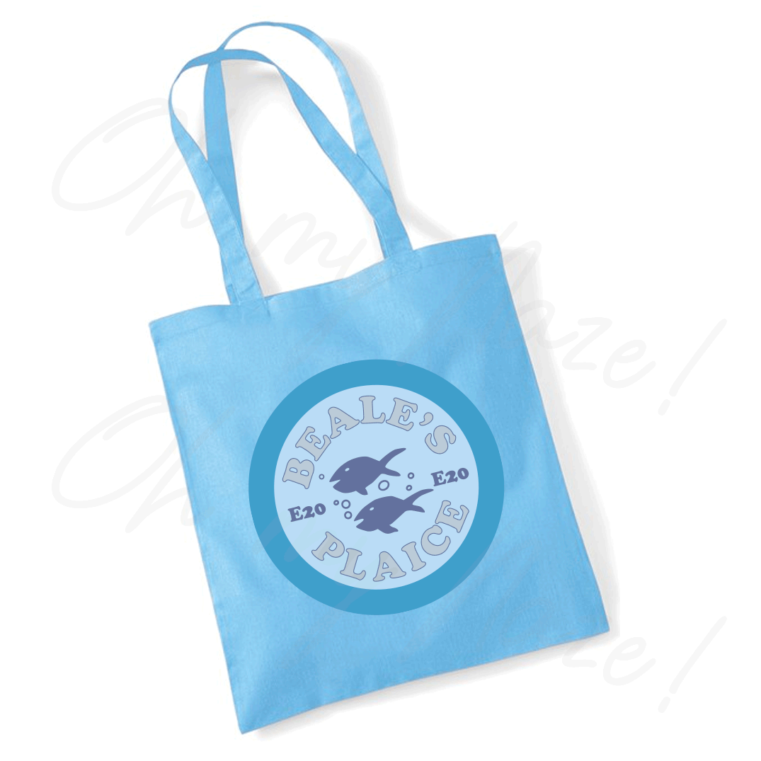 Beale's Plaice E20 inspired tote bag header graphic