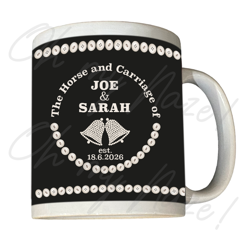 Personalised Cockney wedding favours mug header graphic