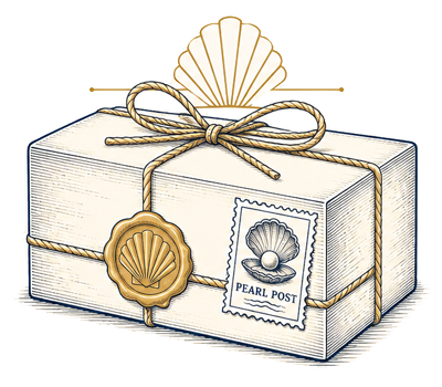 Wrapped Pearl Parlour parcel representing the Pearl Parlour by Post experience