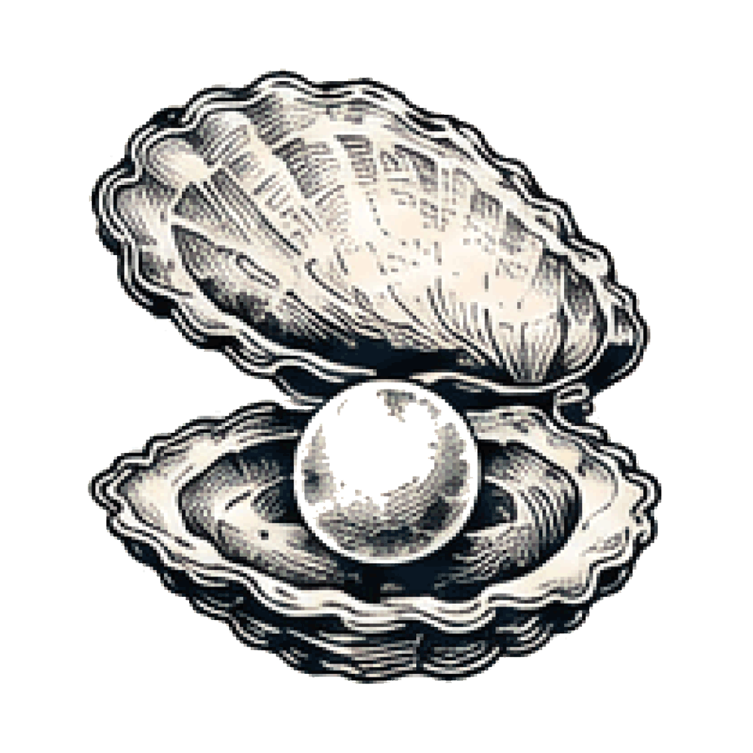 Open oyster revealing a pearl